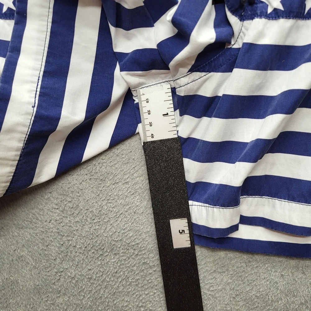 GAP Men‎ Swimwear XL Blue Swim Trunks Striped American Flag Drawstring NWT